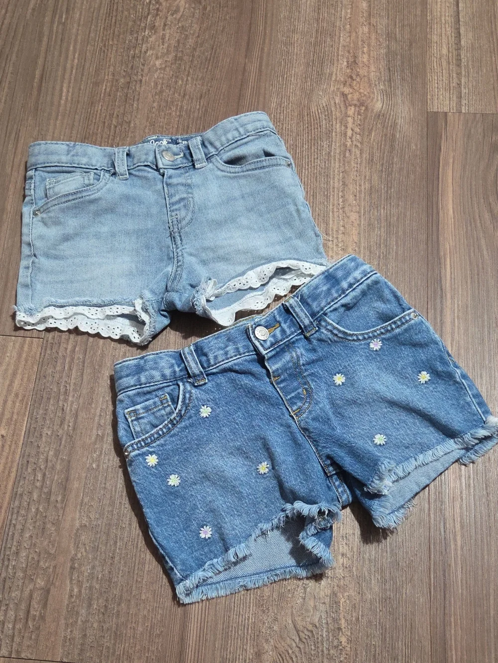 Girls' Denim Shorts Set - Light & Medium Blue